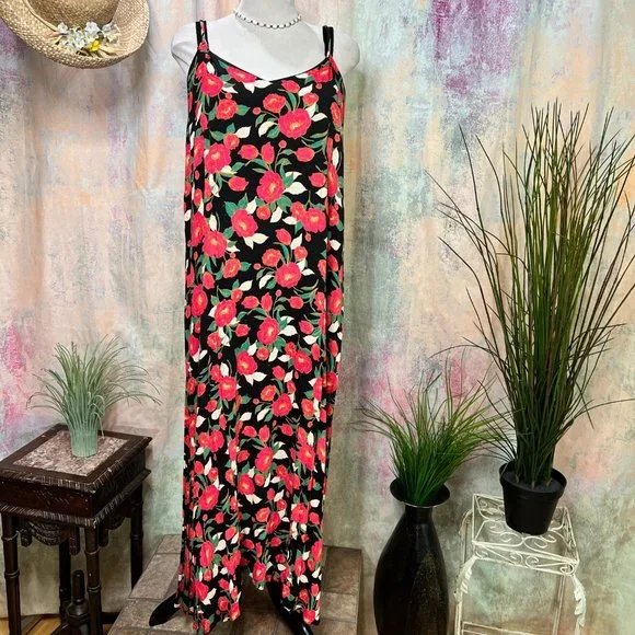 rayon a line dress Sleeveless V Neck A-Line Printed Rayon Dress